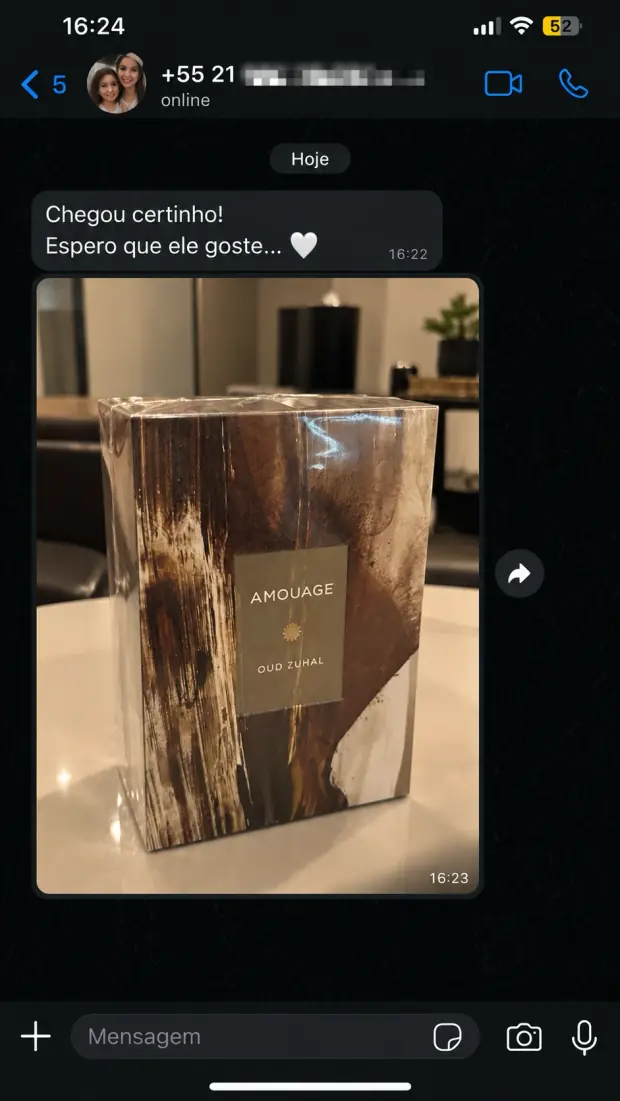 Cliente recebeu o Amouage Oud Zuhal para presentear