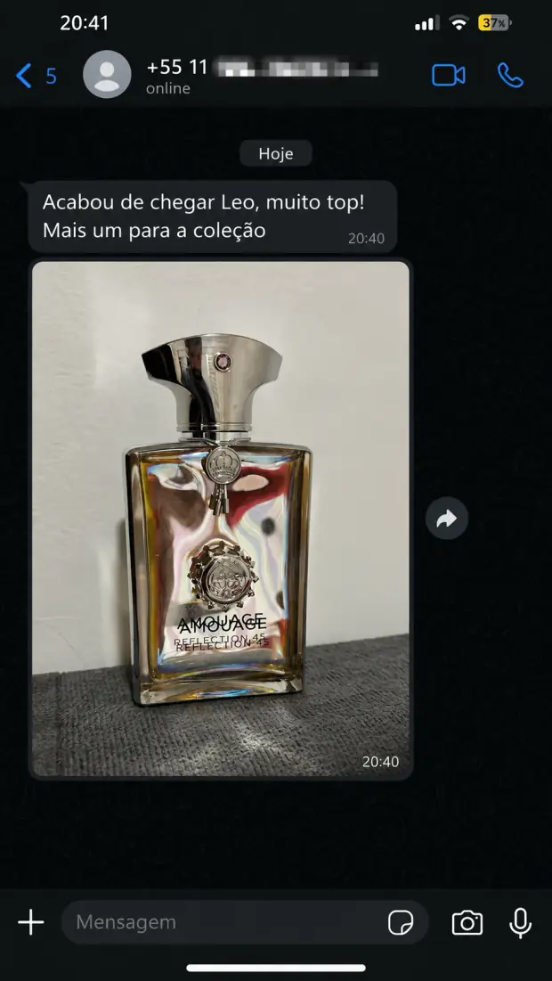 Cliente recebeu o Amouage Reflection 45: mais um para a colecao